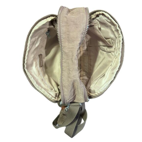 Kipling Taupe Nylon Crossbody Bag Monkey Keychain Adjustable Strap - Picture 5 of 8